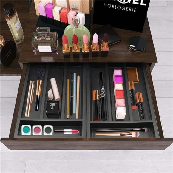 Small bamboo silverware drawer organizer narrow cutlery tray utensil flatware ho - Picture 5 of 7